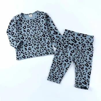 Момче, момиче, момче с дълъг ръкав корейски Леопардовые панталони еластична Висока Талия за да се затопли пижами, бебешко семейство пижама комплект