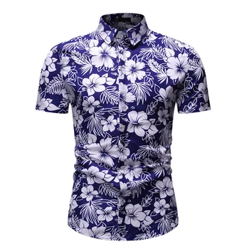 Мъжете С Къс Ръкав Хавайска Риза Camisa Masculina 2020 Мода За Цветя На Мъжки Ризи Плаж На Хаваите Риза Мъжете Празник На Партията Дрехи