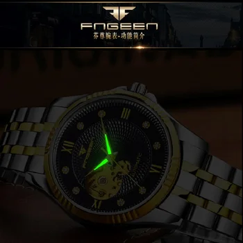 Мъжки златни часовници tourbillion автоматични механични часовници кухи водоустойчив светещи диамантени часовници бизнес ръчни часовници за мъже