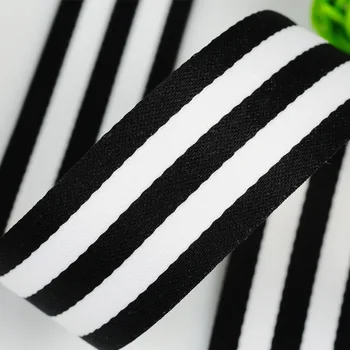 На 5 метра 25 мм широка черно бели райета полиестер предпазния колан ръчно изработени панделки дрехи лента САМ подарък група лук шевни аксесоари