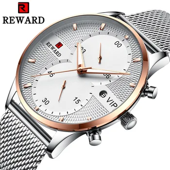 Награда мъжки часовници най-добрата марка луксозни и ежедневни часовници мрежа стоманена дата водоустойчив кварцов часовник за мъже часовници Relogio Masculino
