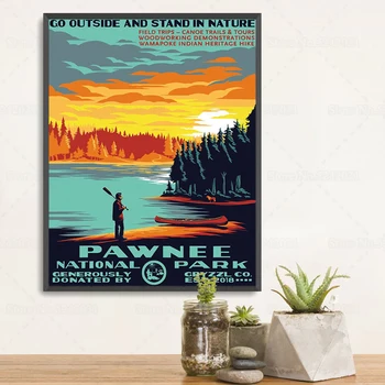 Национален парк пауни плакат паркове и зони за отдих град Пауни Индиана печат на платно за Живопис за домашно Декаорации