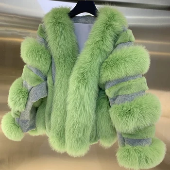 Нов луксозен лисича кожа с норкой цялата норковая палто, естествена натурална Лисья палто 2020 Ново Дамско палто, естествена