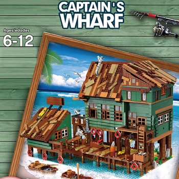 Нов създател експерт капитани кей градивните елементи на рибарска хижа лодка къща закусвалня док тухли играчки детски празничен подарък за възрастни