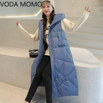 Нова зимни дамски naka в памучна жилетка с дълъг намаляване на дамски корейската версия на свободно модерен топла жилетка с качулка дамски яке