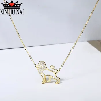 Нова мода творческа личност САМ 18K gold хип-хоп street animal lion shape full diamond clavicle колие дамски бижута