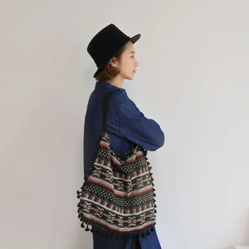 Нова Реколта на Бохемската ресни чанта на жената пискюл Boho хипи циганин ресни дамски чанти отворена чанти безплатна доставка