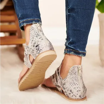 Нови дамски сандали леопардовый принт летни обувки за жени голям размер Andals плоски Дамски сандали дамски летни обувки, сандали с цип