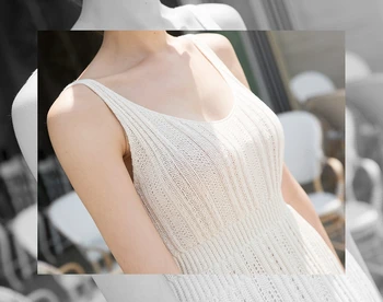 Нови летни дамски рокли 2021 година сарафан плетиво с V-образно деколте високо еластична талия в елегантна секси ежедневното бельо дълга рокля DR2930