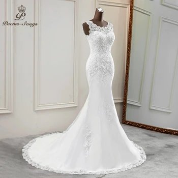 Ново елегантна сватбена рокля 2020 сватбена рокля русалка vestido de новия sirena красиви сватбени рокли robe de mariee апликация