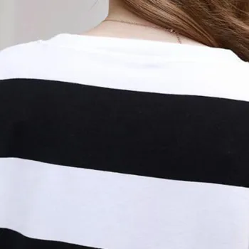 Нощни ризи Женски райета с къс ръкав странична цепка прости удобни за кожата ризи за сън плюс размер 3XL дамски Свободна ежедневна мода