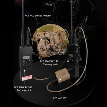 Обновен усилвател тактическа комуникационна слушалки + FCS V60 ПР набор от многорежимен пикап за намаляване на шума Headse Kit Койот Браун