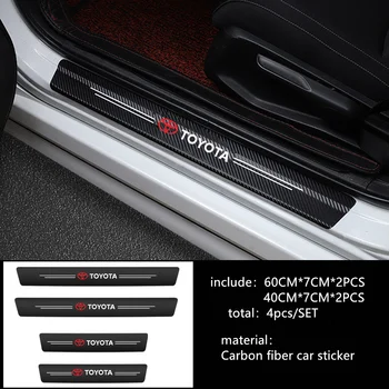 Оформление на автомобила 4шт въглеродни влакна водоустойчиви праг на колата защитни етикети за Toyota chr corolla, auris avensis t25 yaris rav4