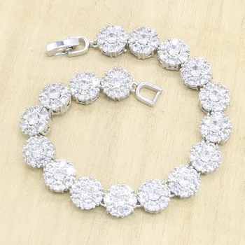 Перлени бижута за жени бял кристал сребърен цвят обеци, огърлица, пръстен, гривна сватбена украса Коледен подарък