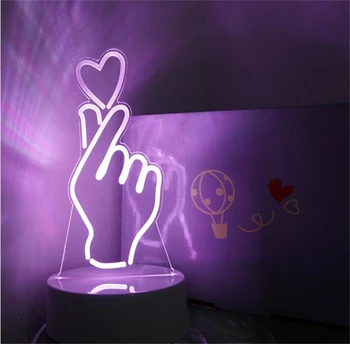 прекрасно момиче сърцето на нощна светлина, от сърце жест настолна лампа във формата на сърце led декоративни светлини в стаята бяло+розово+purple 3 цвята