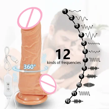 Реалистичен вибратор вибратор с вендузата регулируема скорост на въртене на пениса еротика секс-играчка за жените аналният вибратор женски мастурбатор