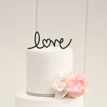 сватбена торта декор - любов от сърце сватбена торта Topper , акрилни персонализиран дизайн на сватбена декорация парти торта аксесоар