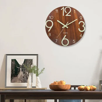 Светещи стенен часовник с модерен дизайн кварцов безшумни светещи дървени стенни часовници за всекидневна декор стари дървени часовници начало декор
