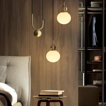 Стъклена топка LED окачен лампа ретро таванско помещение трапезария ресторант окачен лампа творчески ролка дизайнерска лампа висящи лампи
