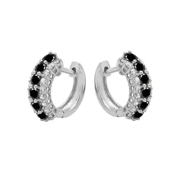 Черно ость класически 925 сребро кръг черно модерен шпинел пръстени обеци обръч за жени изискани бижута Bijoux I173