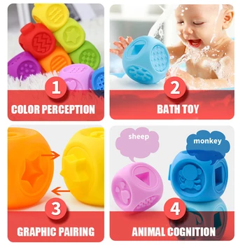 10 бр./компл. 3D Touch Hand Soft Building Blocks Baby Grasp Bricks Baby Massage гумени прорезыватели Преса Toy Bath Топка Toys
