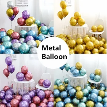 100шт розово злато син хелий латексови балони сватбена украса на мазнини перли, метален балон happy Birthday Party венец доставка