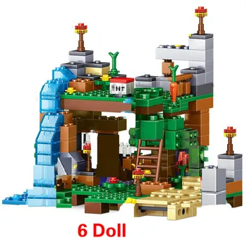 1208ШТ градивни елементи за Legoinglys Minecraftinglys Village Warhorse City Tree House водопад забавни играчки за деца