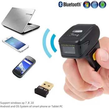 1D Околовръстен вид на Bluetooth Безжичен лазерен баркод скенер,мини размер,носене,преносим четец на баркод безжична връзка Bluetooth