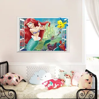 1бр Русалка принцеса Алиса тема може премахване на етикети върху стената детска спалня начало декор стикер за декорация на стените доставка