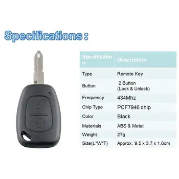 2 бутона 433Mhz Brand New Remote Car Key For Renault PCF7946Car Key For Renault SCENIC CLIO KANGOO Brand New
