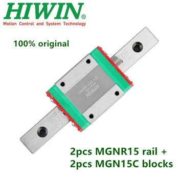 2 елемента оригинален Hiwin линеен релса MGN15 100 150 200 250 300 330 350 400 450 500 600 мм водач + 2 елемента MGN15C блок на каретката с ЦПУ част