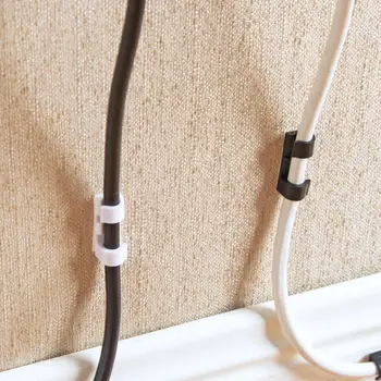 20 бр/лот вискозитет кабелна тел организатор кабел спад клип чист USB зарядно устройство кабел притежателя начало на работния плот има скоба