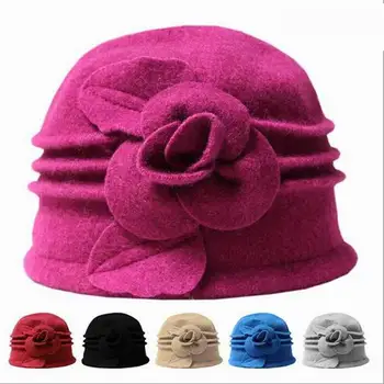 2019 нов купол на Fedora на средна възраст дами вълнена шапка мама шапки през есента и зимата е топла шапка Безплатна доставка