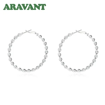 2020 Silver 925 Jewelry 45 Twist Round Circle Хоп Earring Women Fashion Silver Big Хоп Earrings