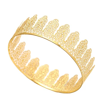 2020 барок златото е метал кръгла Корона за жени мъже Рожден Ден диадема сватбени диадеми Короната украса за коса
