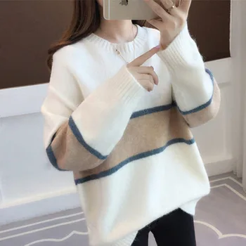 2020 есен и зима нов дамски пуловер плюс размера на дамска мода корейски стил безплатно колеж стил на Всички мач пуловер 11623