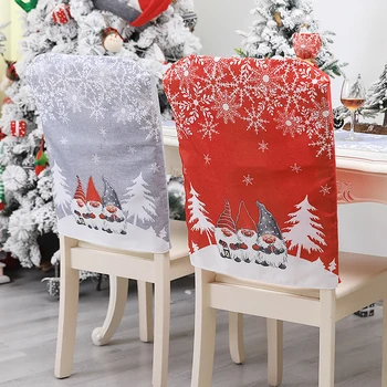 2020 Коледа столове делото карикатура на Дядо коледа сняг на шаблон на печатни нетъкан текстил червен сив допълнителен начало трапезария Коледа интериор