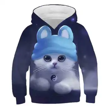 2020 Новата Есен-Зима сладък животни котка детски деца, момчета и момичета дрехи с качулка карикатура 3D hoody ежедневни hoody върховете облекло