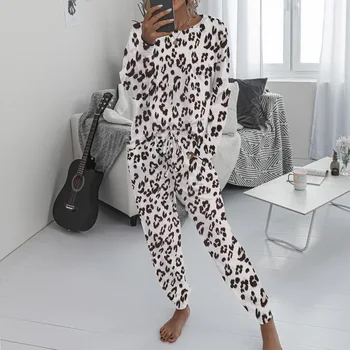 2020 нови дамски пижами набор от ежедневни сладък печат на домашно облекло Дамска пижама с дълги панталони пижами домашен костюм женски пижами от 2 части