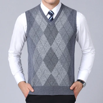 2021 нова модна марка Пуловер за мъжете пуловери каре Slim Fit скок трикотаж жилетка есен корейски стил ежедневно мъжко облекло