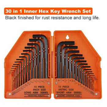 30 в 1 вътрешен шестостенния ключ гаечен ключ Torx Hex Allen Key Sets SAE Set точен ръчни инструменти за ремонт на автомобили, ключове гаечни ключове Ръчни инструменти