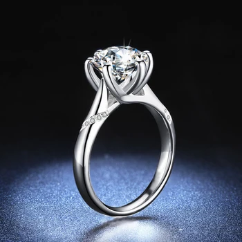 30% със сребърно покритие шест ноктите на жените resizable отворено годежен пръстен CZ 8 мм Кристал луксозен пръст бижута на едро дропшиппинг