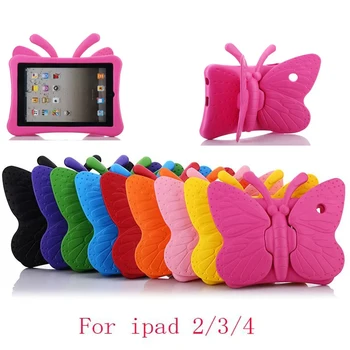 3D cartoon пеперуда калъф за Apple iPad 2 3 4 калъф за ipad 4 деца Безопасно щанд удароустойчив капак на таблета ipad 3 за ipad 2