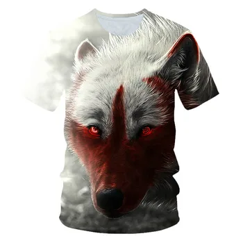 3D мода, тениски с животните волчьим принтом, многоцветен лисица, благородна лятна риза с къс ръкав за момчета и момичета
