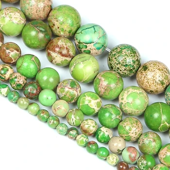 4-12 мм естествен камък мъниста кръгли гладки свободни зелени 