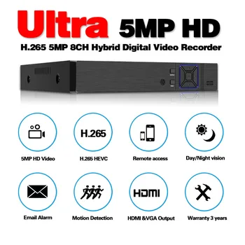 4 и 8 канален 1080P 5MP 6 in 1 DVR видеорекордер за AHD камера аналогова камера IP камера P2P NVR система за видеонаблюдение DVR H. 265 4ch 8ch
