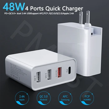 48W Multi USB Type C PD Charger QC 3.0 Fast Wall Charger For Samsung iPhone 11 Tablet Huawei Quick Charging Power Supply Adapter