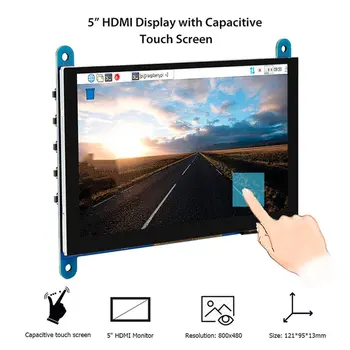 5-инчов LCD монитор, HDMI 800X480 HD сензорен екран капацитивен екран за Raspberry Pi 4 Model B 3Б+/3Б/2B/B+ dropshipping