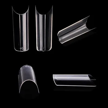 550pcs/Bag Long C Curve Straight Length Tips Extra Long Curved Half Cover False Нокти Tips Acrylic САМ Salon Нейлз прозрачен