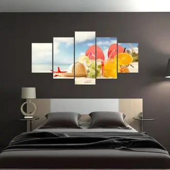 5pcs 5D САМ Full Пробийте Diamond Живопис Beach Cross Stitch Mosaic Kit Decor For Bedroon Living Room Decoration 95x45cm